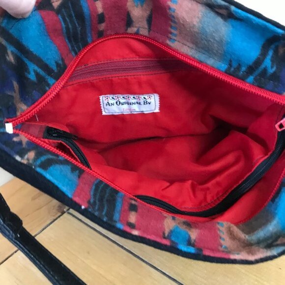 Hand Crafted Southwestern Print Fabric Shoulder Bag Purse Original by Louise - Picture 3 of 11